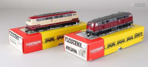 Two locomotives from Fleischmann H0: 1x 4234, DB 218