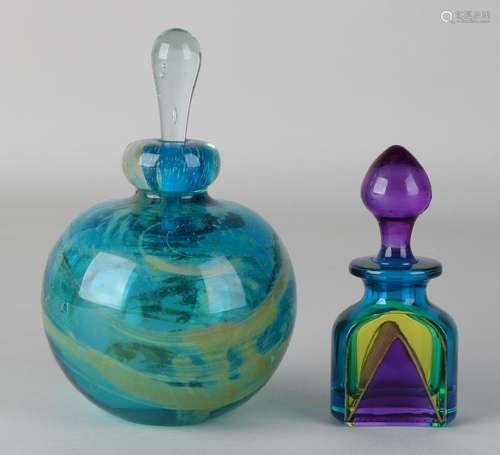 Two design glass perfume bottles: 1x Bicchielli