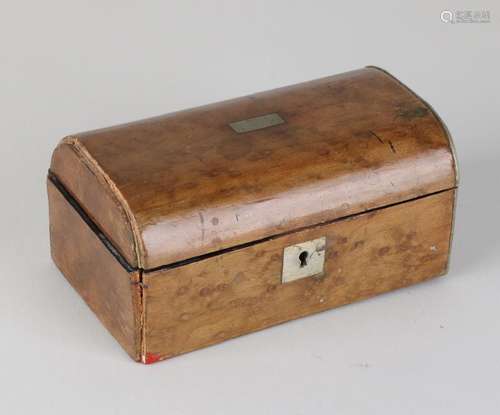 Antique small carrot box lid box with metal frames. One