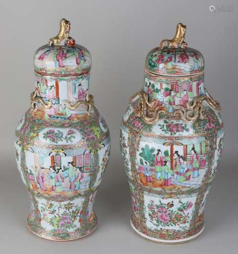 Two large 19th century Chinese porcelain lid vases with