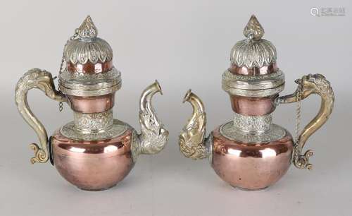 Two old oriental tea pots with dragons. 20th century.