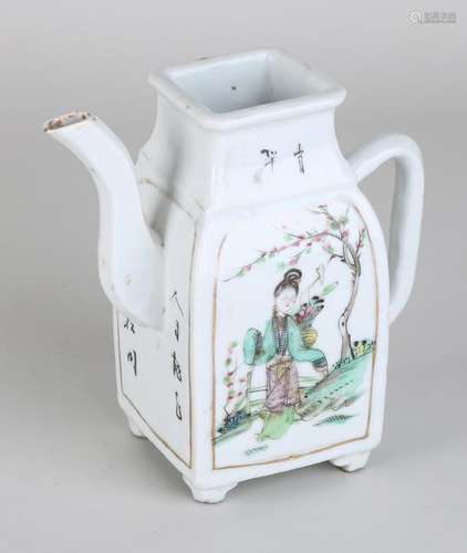 Antique Chinese porcelain teapot with figures decor and