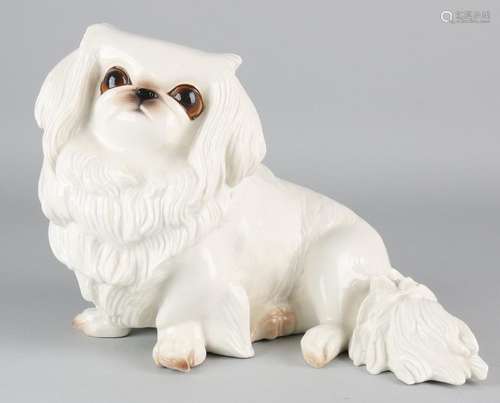 Large antique German Nymphenburg porcelain dog with