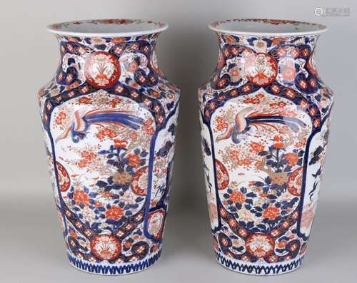 Two rare large 19th century Imari porcelain vases with