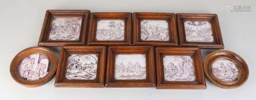 Lot of antique tiles. 18th - 19th Century. Among