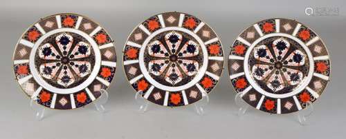 Three English porcelain plates. Royal Crown Derby Bone