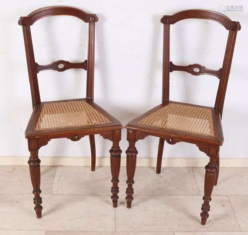 Two 19th century Louis Philippe walnut chairs with