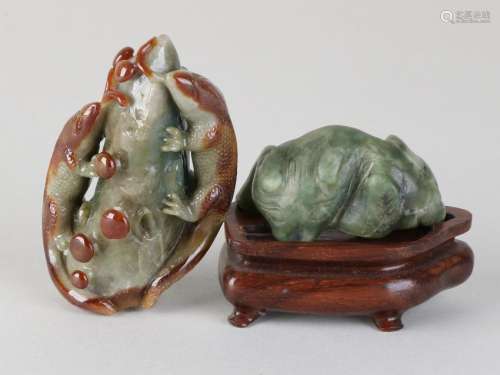 Two times old / antique Chinese modified jade. Once