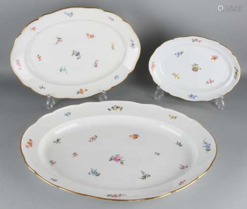 Three times antique German Meissen porcelain serving