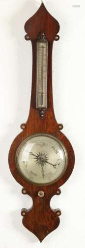 19th Century English rosewood wooden banjo barometer