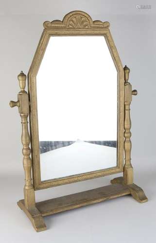 Antique oak wood put in table mirror. Circa 1900. Size: