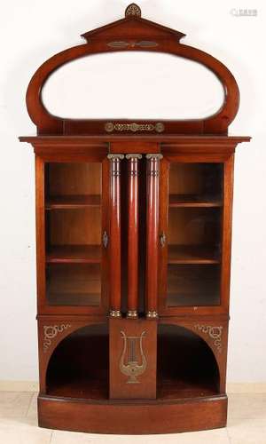 German mahogany Vertiko Empire-style cabinet + mirror