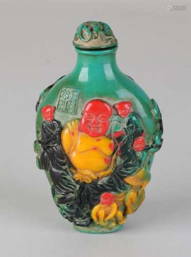 Old Chinese Peking glass snuffbottle with stamp mark,