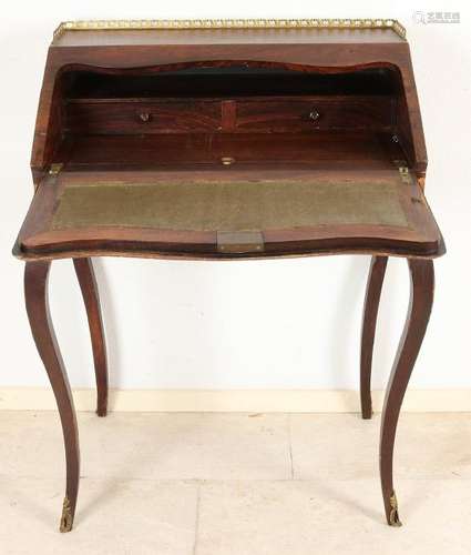 Rosewood ladies secretary with flower intarsia and