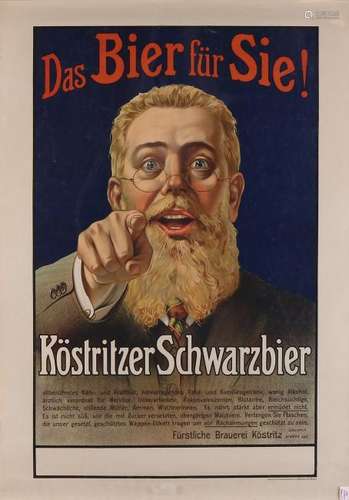 Antique German poster. Köstritzer Schwarzbier.