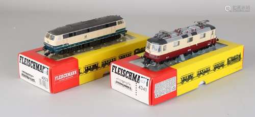 Two locomotives from Fleischmann H0: 1x 4933 DB 218