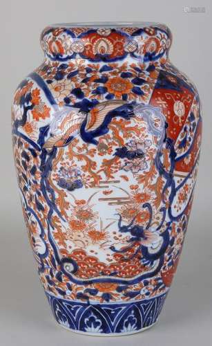 Large 19th century Imari porcelain showcase with bird