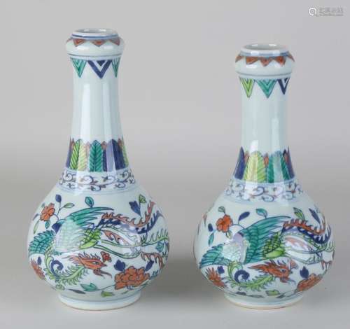 Two old Chinese porcelain knobbushes with birds of