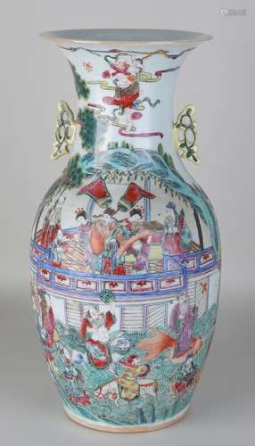 Old large Chinese porcelain vase with figures decor