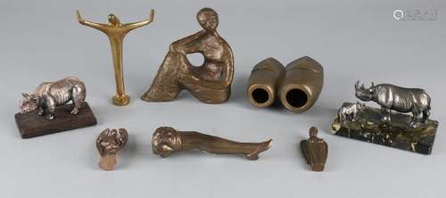 Eight times various metal figures. 20th century. Among