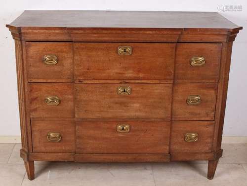 Dutch oak Louis Seize chest of drawers with original