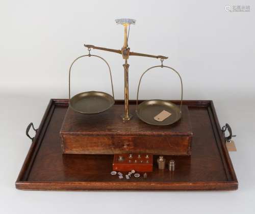 Antique presentation tablet and weighing scale with