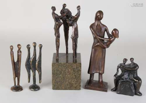 Five old bronze figures with persons. Second half of