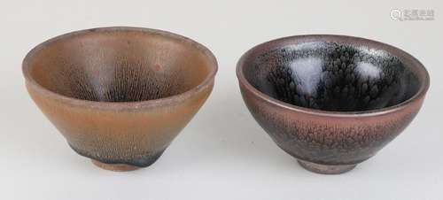 Two old Chinese porcelain bowls with brown luster