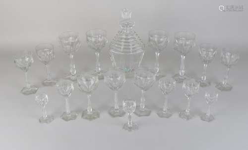 Eighteen times old crystal glass, almond cut. 20th