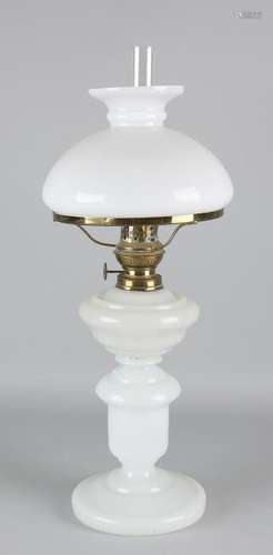 Antique white opaline glass petroleum lamp. Circa 1900.