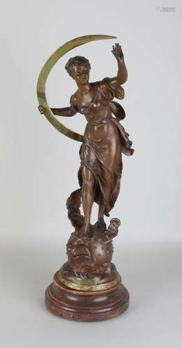 Large antique composition metal figure. Clair de Lune.