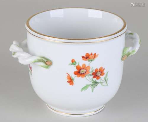 German Meissen porcelain vase with floral and gold
