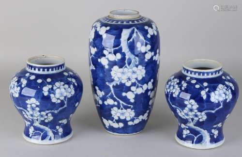 Three times 19th century Chinese porcelain vases with