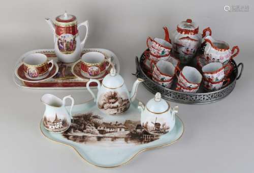 Lot of tea service. Porcelain on plated tray.
