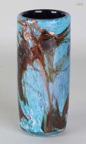 Modern art glass Raymond Branlé vase. Glass fusing