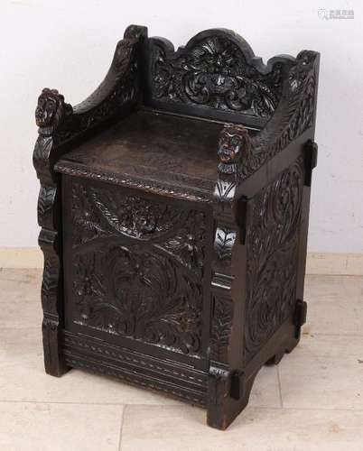 19th Century separate English oak wooded coal box with