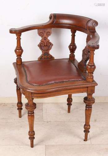 German walnut Gründerzeit office chair with