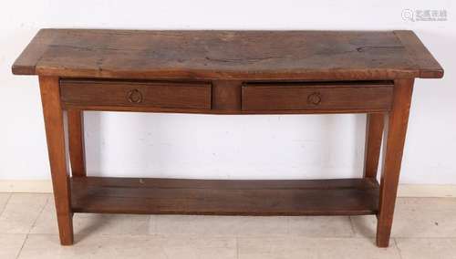 Oak sidetable with two drawers. Style furniture. Second