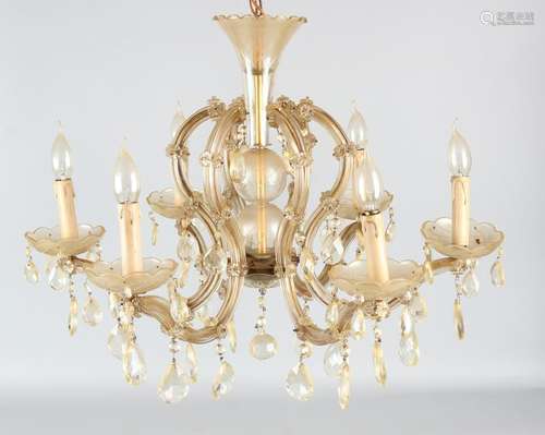 Old crystal hanging lamp. 20th century. Size: 45 x 65