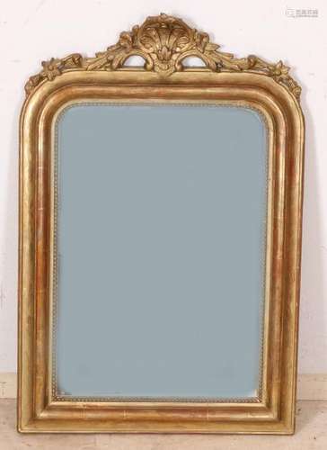 Gilded 19th century mirror with crown. France, circa