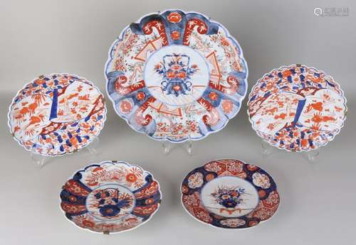 Five 19th century Imari porcelain plates. Various