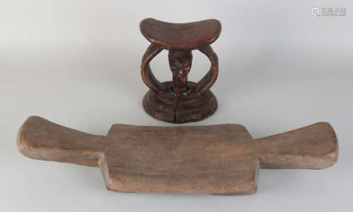 Twice African wood carving. Consisting of: Head rest