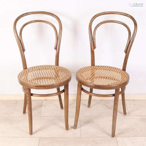 Four antique Thonet-style chairs. Circa 1900. No