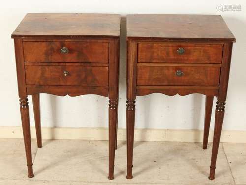 Two early 19th century mahogany bedside tables on high