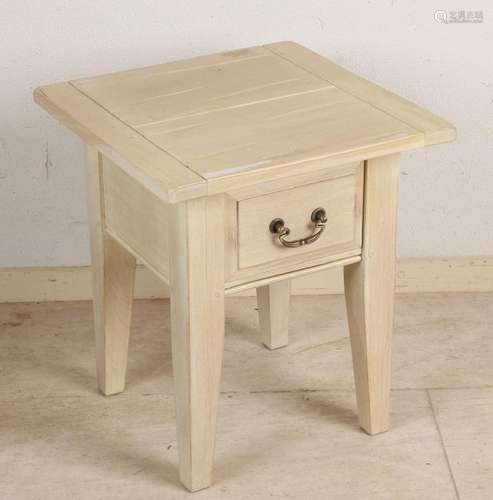 Oak white wash side table with drawer. 21st century.