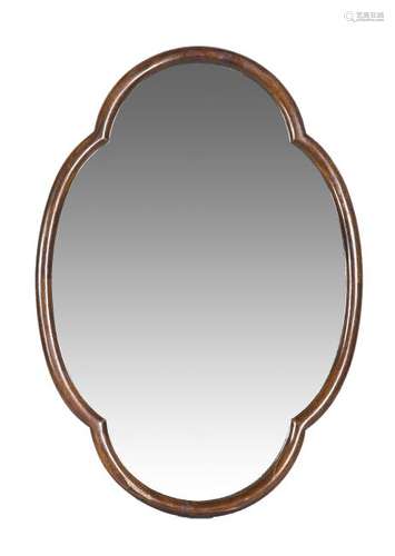 Antique English oval mahogany mirror. Circa 1900. Size: