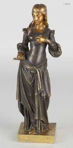 19th Century bronze figure. Lady with something in her