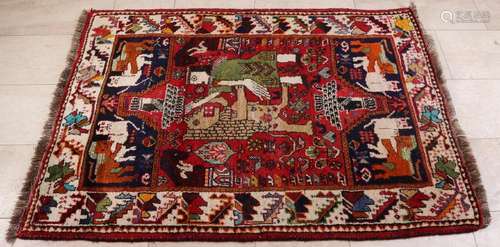 Handknotted Persian rug by Shiraz (Gabbeh). With many