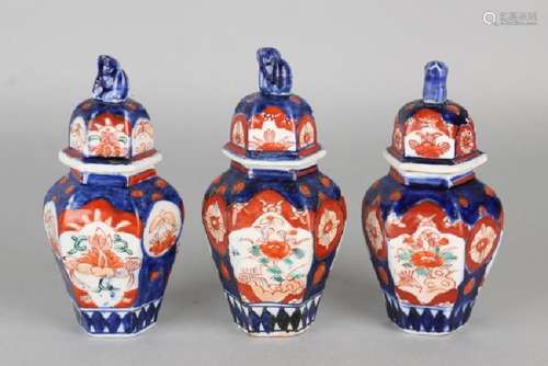 Three-part 19th century Japanese porcelain miniature