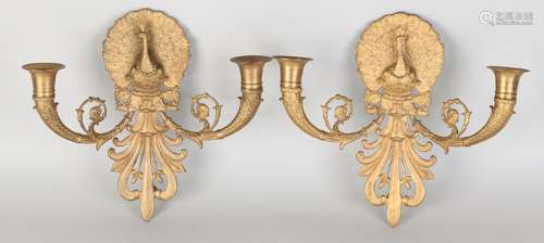 Two fire-gilded 19th century bronze Empire wall sconces